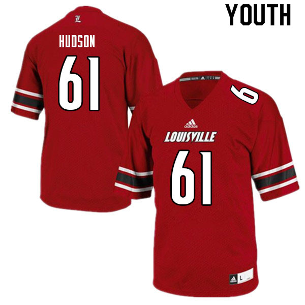 Youth #61 Bryan Hudson Louisville Cardinals College Football Jerseys Sale-Red - Click Image to Close